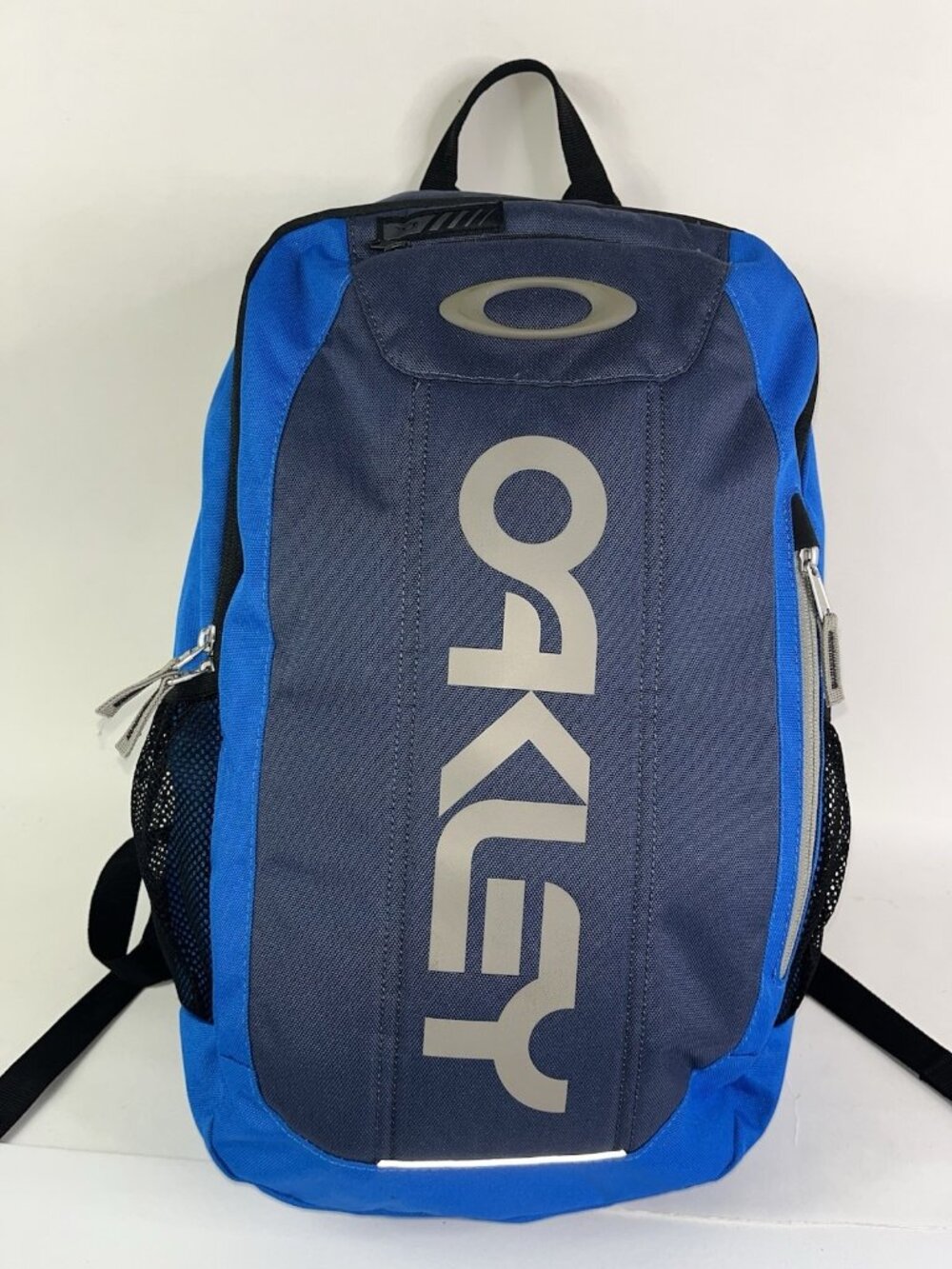 Oakley Backpack Spell Out Logo Laptop Bag School Sports Blue Gray